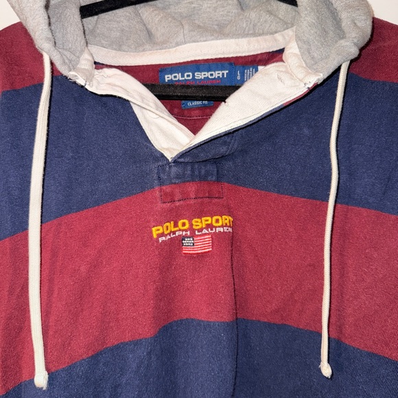 Polo by Ralph Lauren Red and Blue Striped Hoodie - Picture 2 of 3